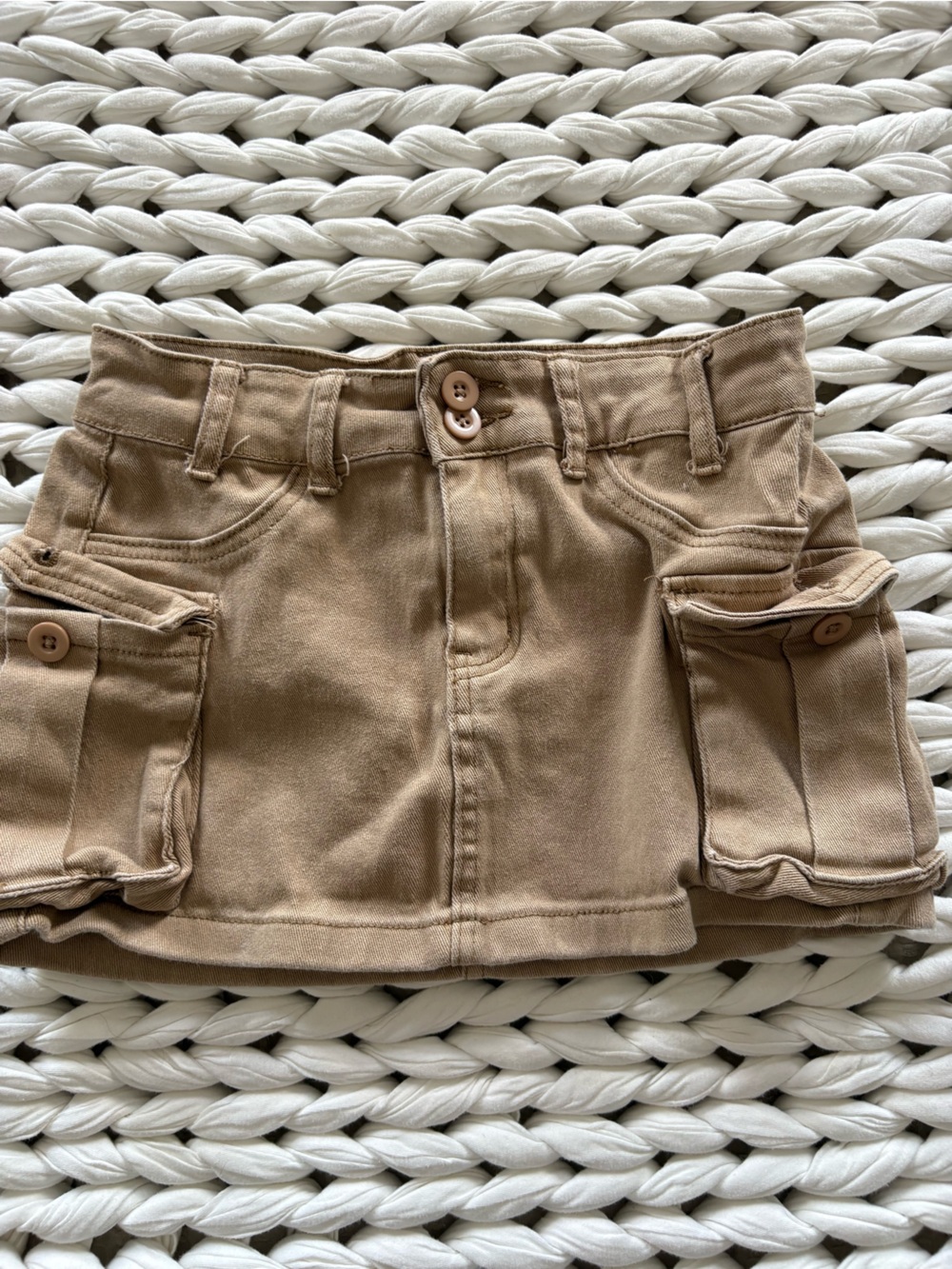 Tan Cargo Pocket Mini Skirt